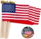 12Pcs 8x12 Inch Small American Flags on Stick, US Wood Stick Flags with Kid-safe Spear Top, American Flags for Outside 8x12″ Memorial Day, 4th of July Independence Day Decorations Veterans Parades